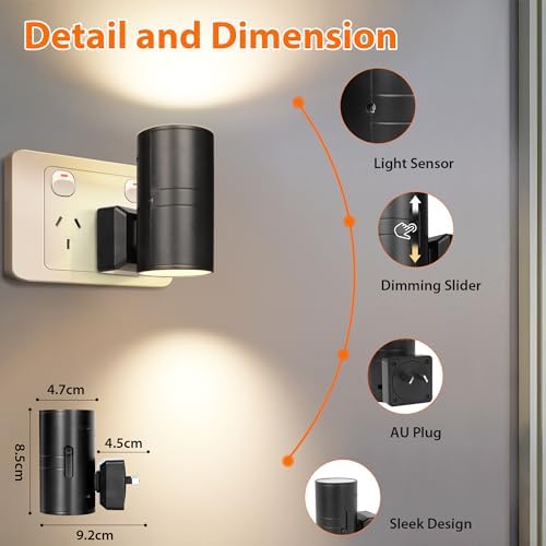41imFiAPa0L._AC.jpg Ufanore 4 Pack Night Light Plug in, LED Night Lights with Auto Dusk to Dawn Sensor, Adjustable Brightness 0-100LM, Soft White 3000K, Kid Night Lights for Bedroom, Kitchen, Hallway, Stair, with AU Plug - Image 3