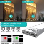 Ufanore Under Cabinet Light 2 Pack, 140 LED Wireless Rechargeable Motion Sensor Closet Light Bar with Large Capacity Battery, 3 Colors Dimmable Strip Night Light for Kitchen Wardrobe Cupboard(40 cm) - Image 4