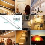 Ufanore Under Cabinet Light 2 Pack, 140 LED Wireless Rechargeable Motion Sensor Closet Light Bar with Large Capacity Battery, 3 Colors Dimmable Strip Night Light for Kitchen Wardrobe Cupboard(40 cm) - Image 6